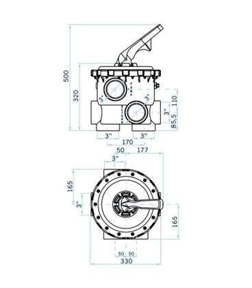 AstralPool Válvula 6 vías gama Magnum de 3" variante 5
