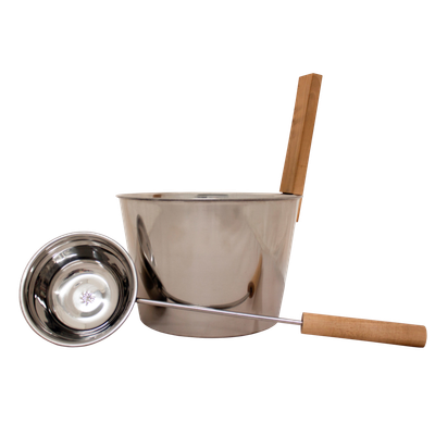 Emendo Set de Sauna Cubo y Cuchara de acero