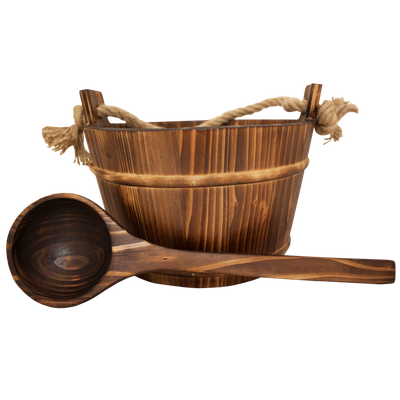 Emendo Set de Sauna Cubo y Cuchara color marrón