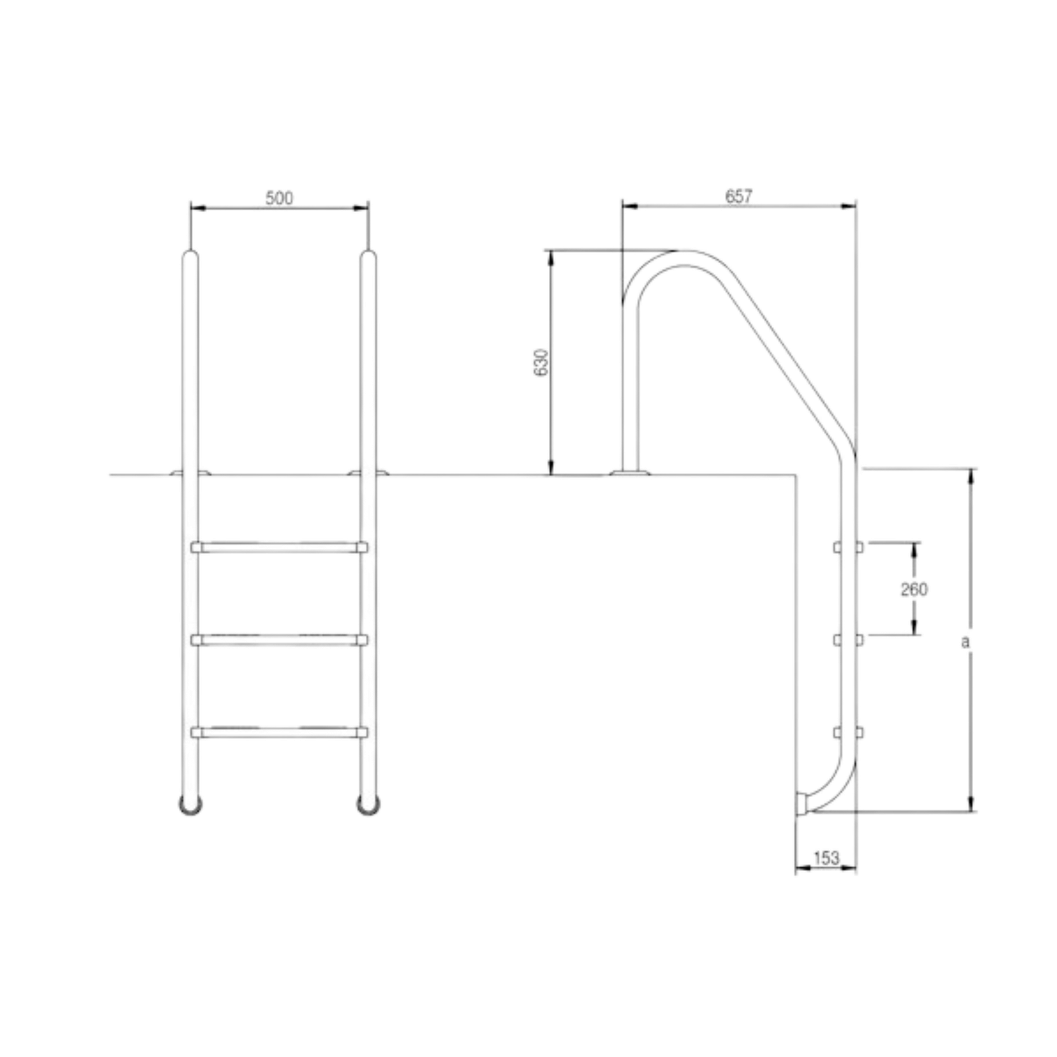 Flexinox Escalera Estándar de piscina INOX AISI 304