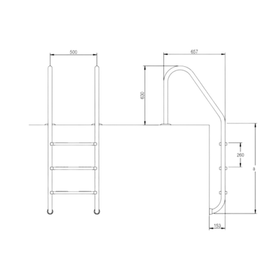 Flexinox Escalera Estándar de piscina INOX AISI 304