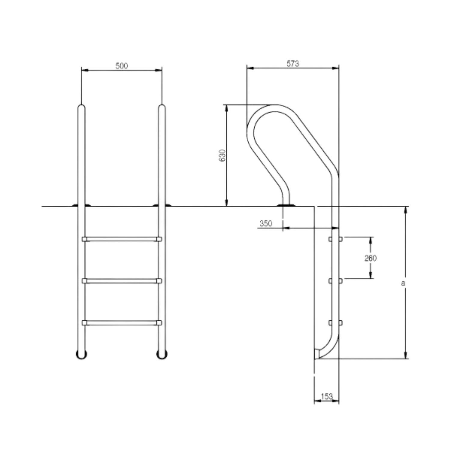 Flexinox Escalera Mixta para piscina INOX AISI 316L
