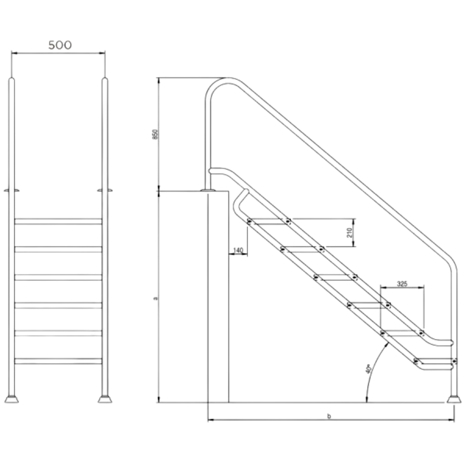Flexinox Escalera Land de fácil acceso INOX AISI 316L