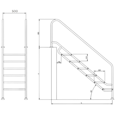 Flexinox Escalera Land de fácil acceso INOX AISI 316L