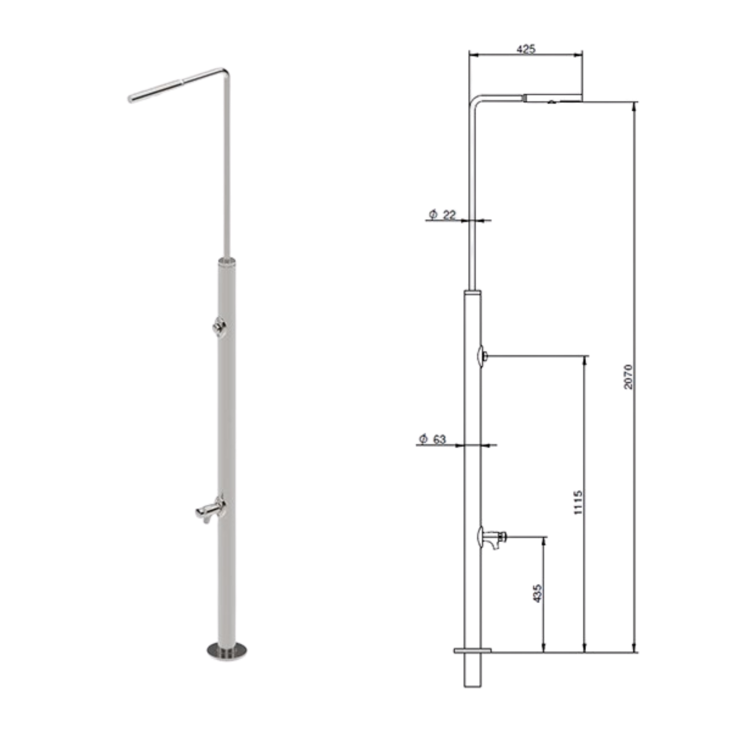 Flexinox Ducha Alon de acero inoxidable AISI 304L
