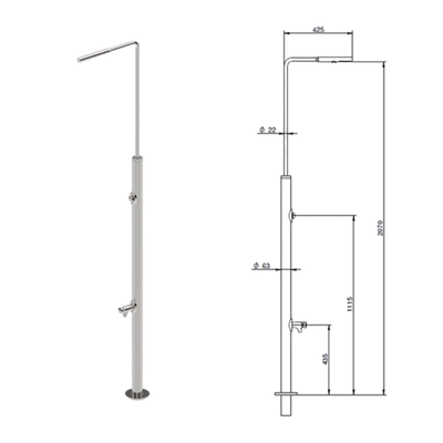 Flexinox Ducha Alon de acero inoxidable AISI 304L