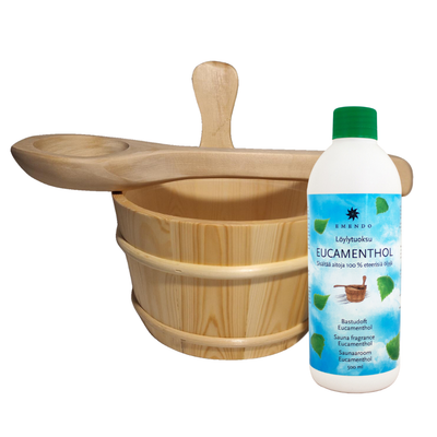 Emendo Set de Sauna Cubo, Cuchara e Infusión de Sauna 500 ml