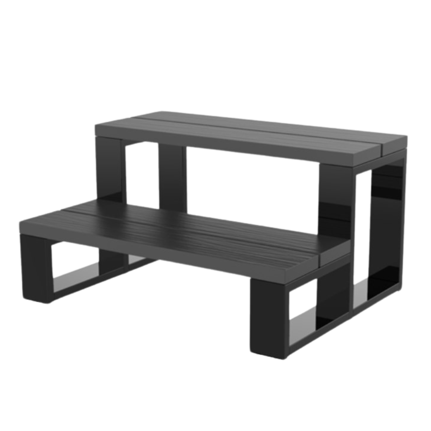 Life Escalones para Spa con acabado de aluminio y madera