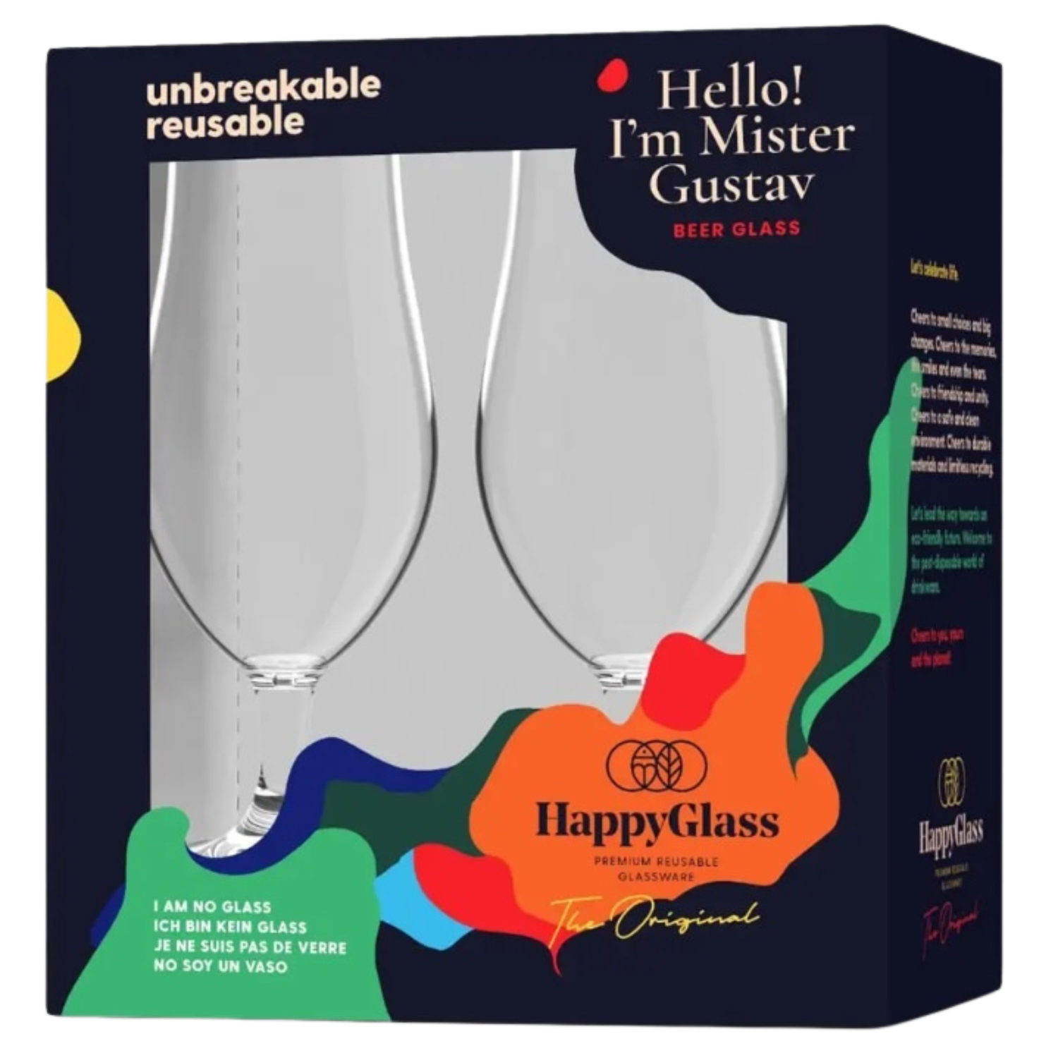 HappyGlass Vasos de Cerveza de Plástico 500 ml - Set de 2 unidades