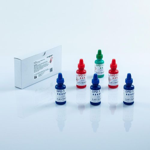 Lovibond Kit juego reactivos para DPD x3 Frasco Azul + x2 Frasco Rojo + x1 Frasco Verde