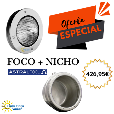 Astralpool Promoción Foco + Nicho 300W Halógeno para Hormigón