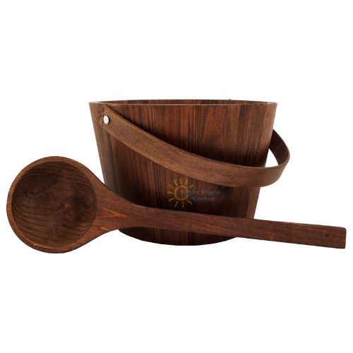 Emendo Set de Sauna Cubo y Cuchara para Sauna marrón oscuro