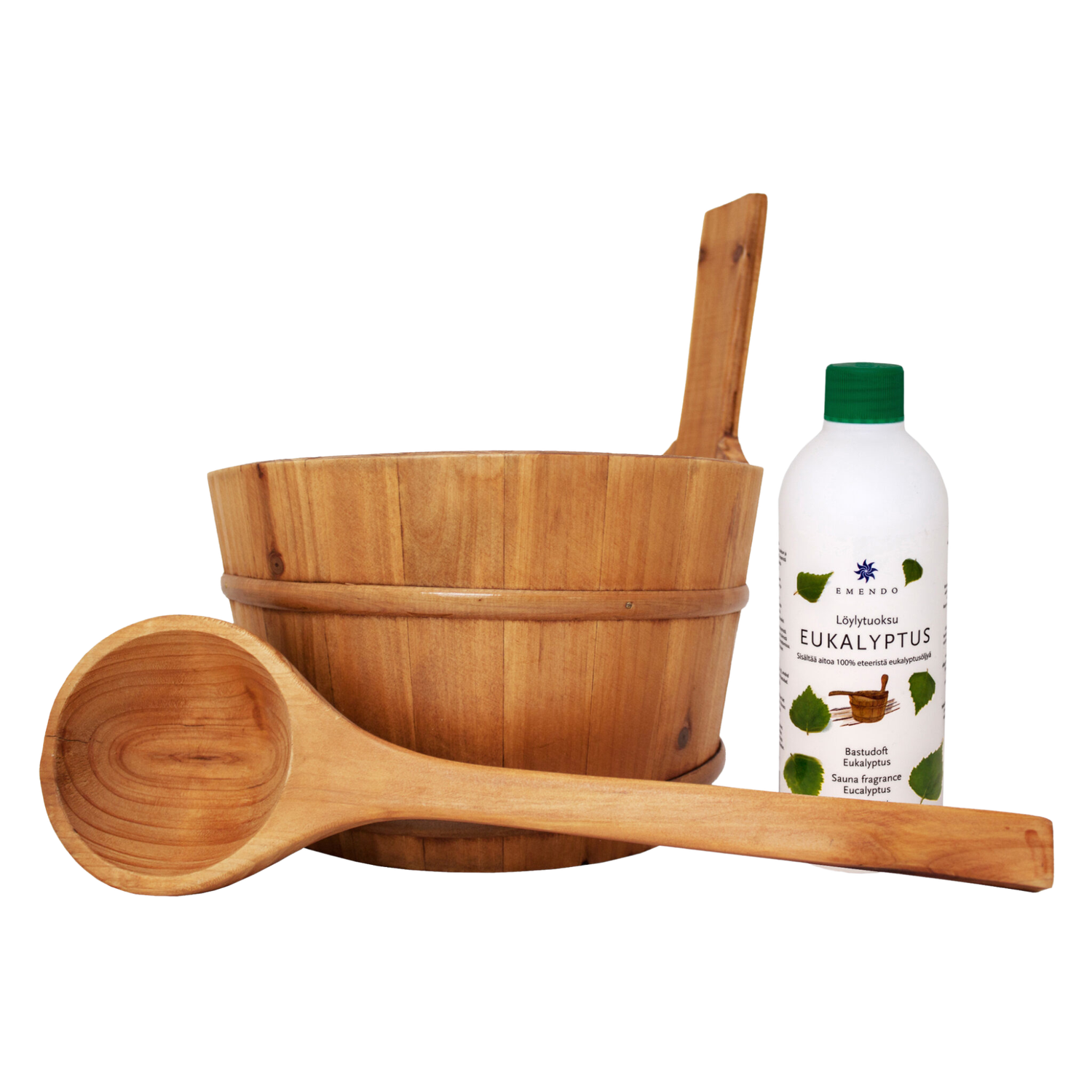 Emendo Sauna cubo, cuchara y esencia de eucalipto