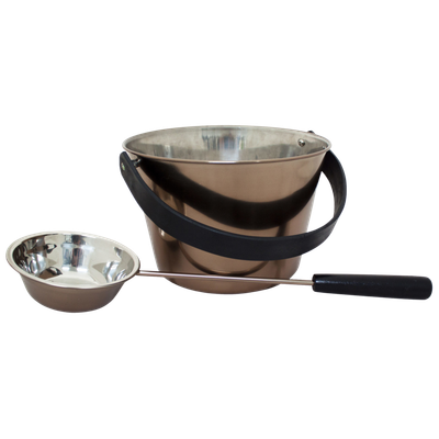 Emendo Set de Sauna Cubo y Cuchara acero color Gris Humo