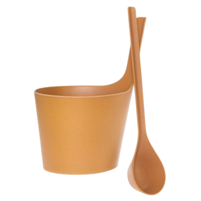 Rento Set de Sauna Cubo y Cuchara Biocompuesto Modelo Pisara