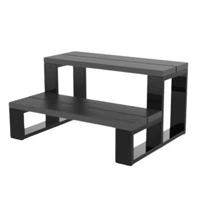 Life Spa Escalones para Spa con acabado de aluminio y madera