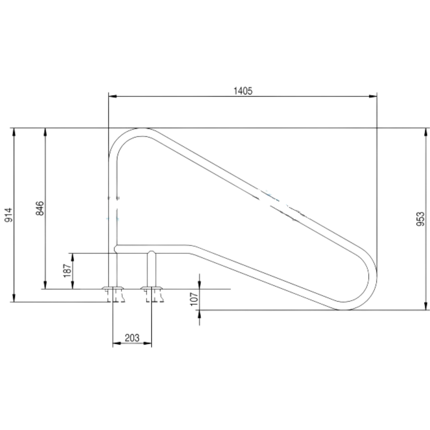 Flexinox Barandilla Exterior de Piscina FX-02 INOX AISI 316L EMPOTRAR 1.405 mm