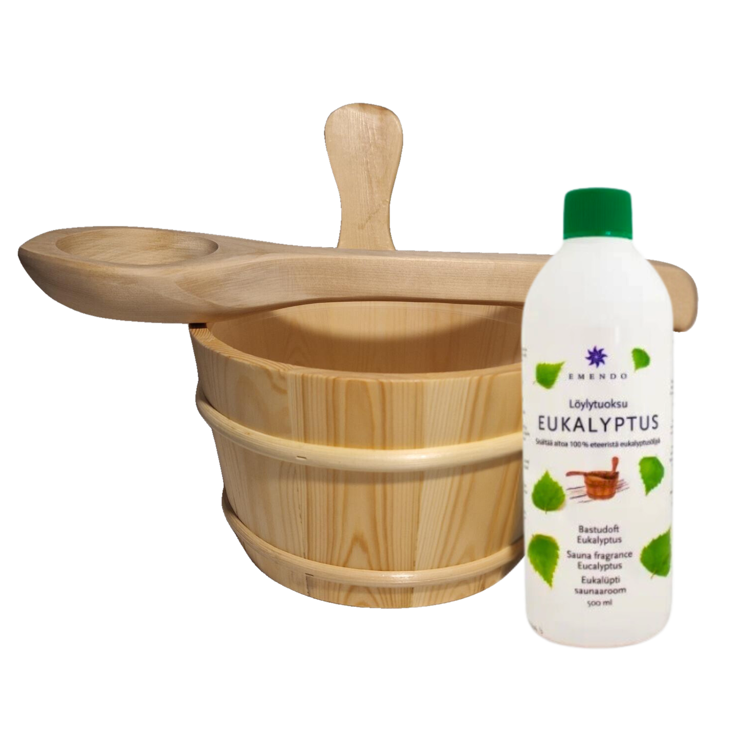 Emendo Sauna cubo, cuchara y esencia de Sauna