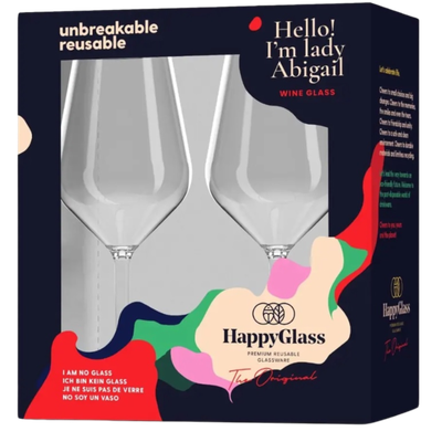 Happy Glass Copas de Vino de Plástico 470 ml - 2 unidades