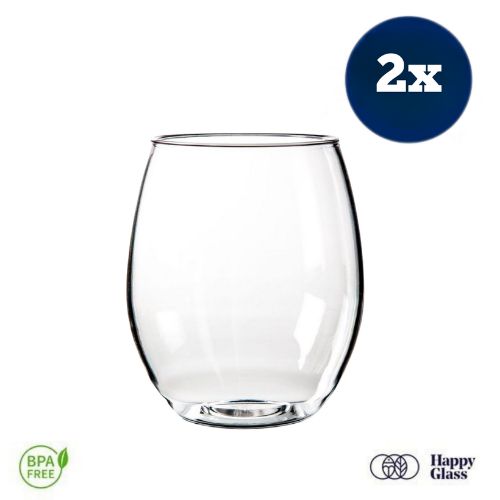 HappyGlass Til Tucker Vaso de Agua/Refresco - Set de 2 Vasos de Plástico 500 ml
