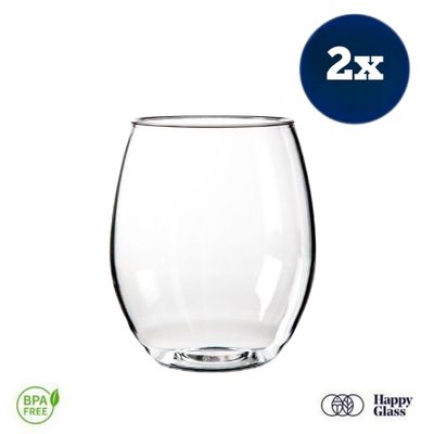 HappyGlass Til Tucker Vaso de Agua/Refresco - Set de 2 Vasos de Plástico 500 ml