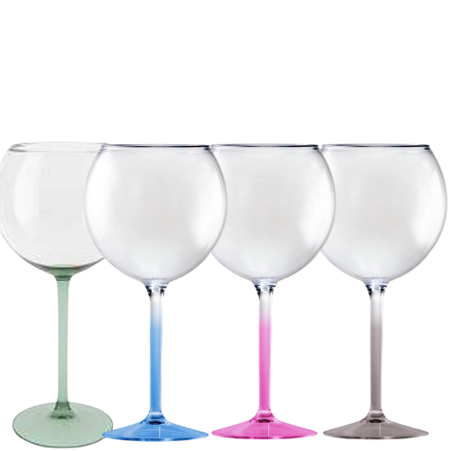 HappyGlass Miss Liza Copa de Gin-Tonic - Set de 2 Copas de Plástico 630 ml - Pie de Copa en Diferentes colores