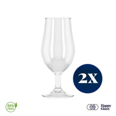 HappyGlass Mister Gustav Vaso de Cerveza - Set de 2 Vasos de Plástico 500 ml