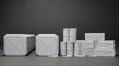 Shipping Container Closed Doors X-1, X-2, Boxes, Oil Drum Barrels, Video Cameras