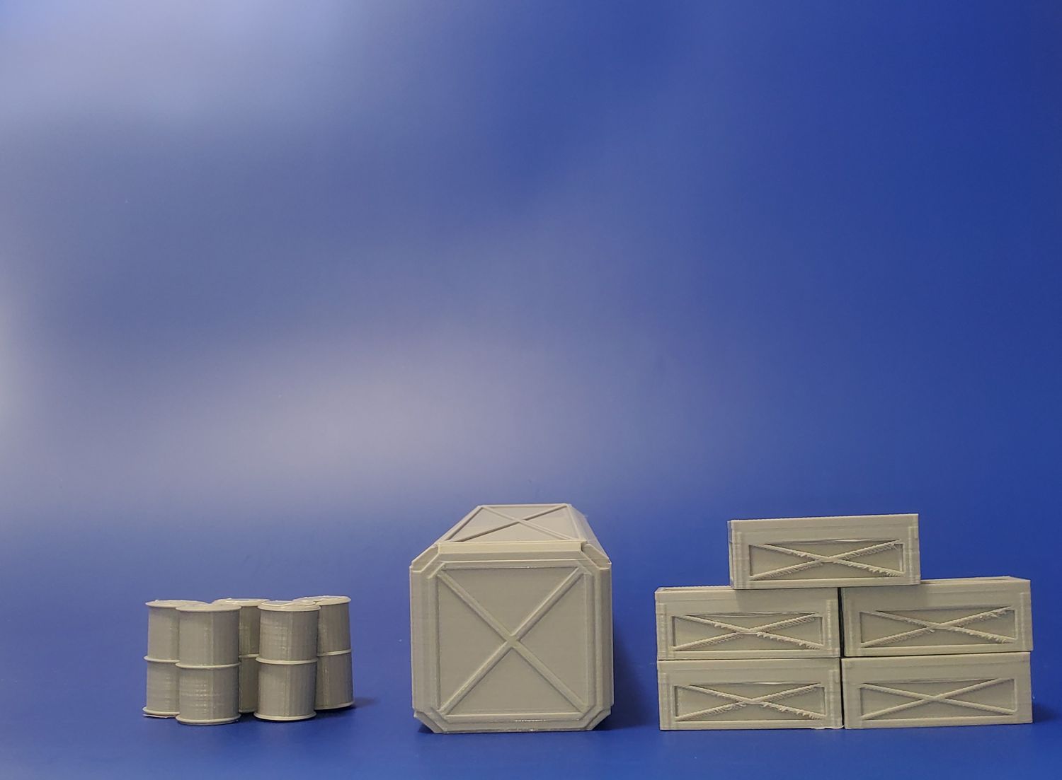 Shipping Container Closed Door X-2, Oil Drum Barrels, Boxes