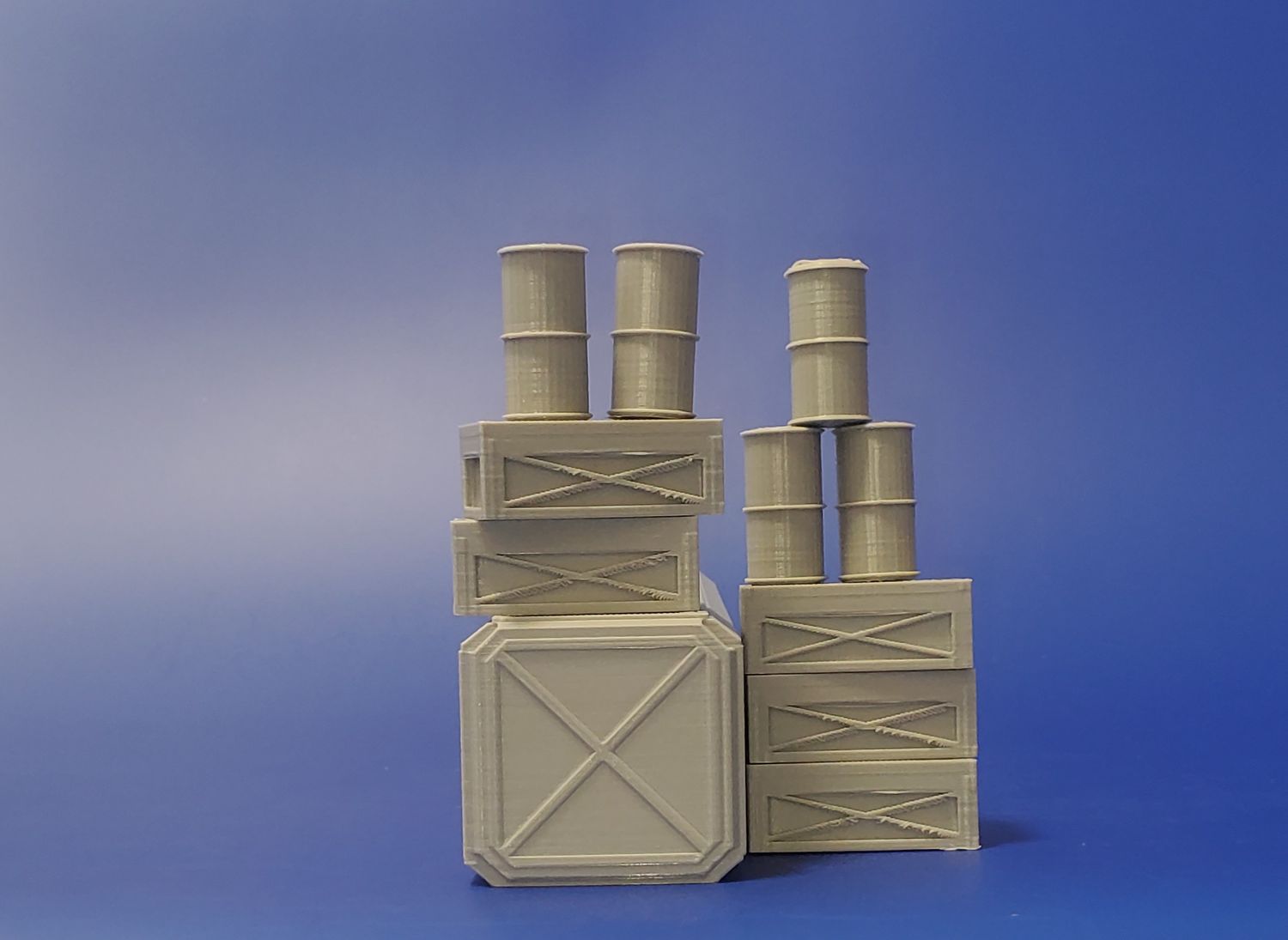 Shipping Container Closed Door X-2, Oil Drum Barrels, Boxes