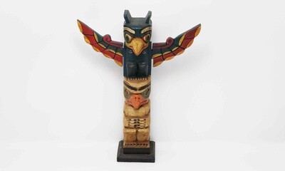 NORTHWEST INDIAN STYLE TOTEM POLE MADE FROM HAND CARVED ALBESIA WOOD 20167