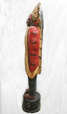 CIGAR STORE INDIAN STATUE HAND CARVED FROM FULL LOG AND HAND PAINTED ALBESIA WOOD 29026