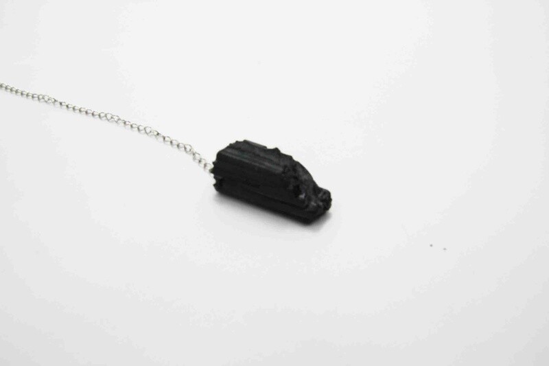 BLACK TOURMALINE NATURAL ROUGH STONE PENDULUM 14470