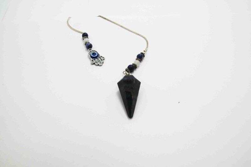 SODALITE GEMSTONE PENDULUM FACETTED AND POLISHED ASSORTED IN AMAZONITE OR HEMATOIDE OR HOWLITE OR BLACK OBSIDIAN OR WHITE QUARTZ OR BLUE QUARTZ OR BLUE PARAIBA /EA 16718
