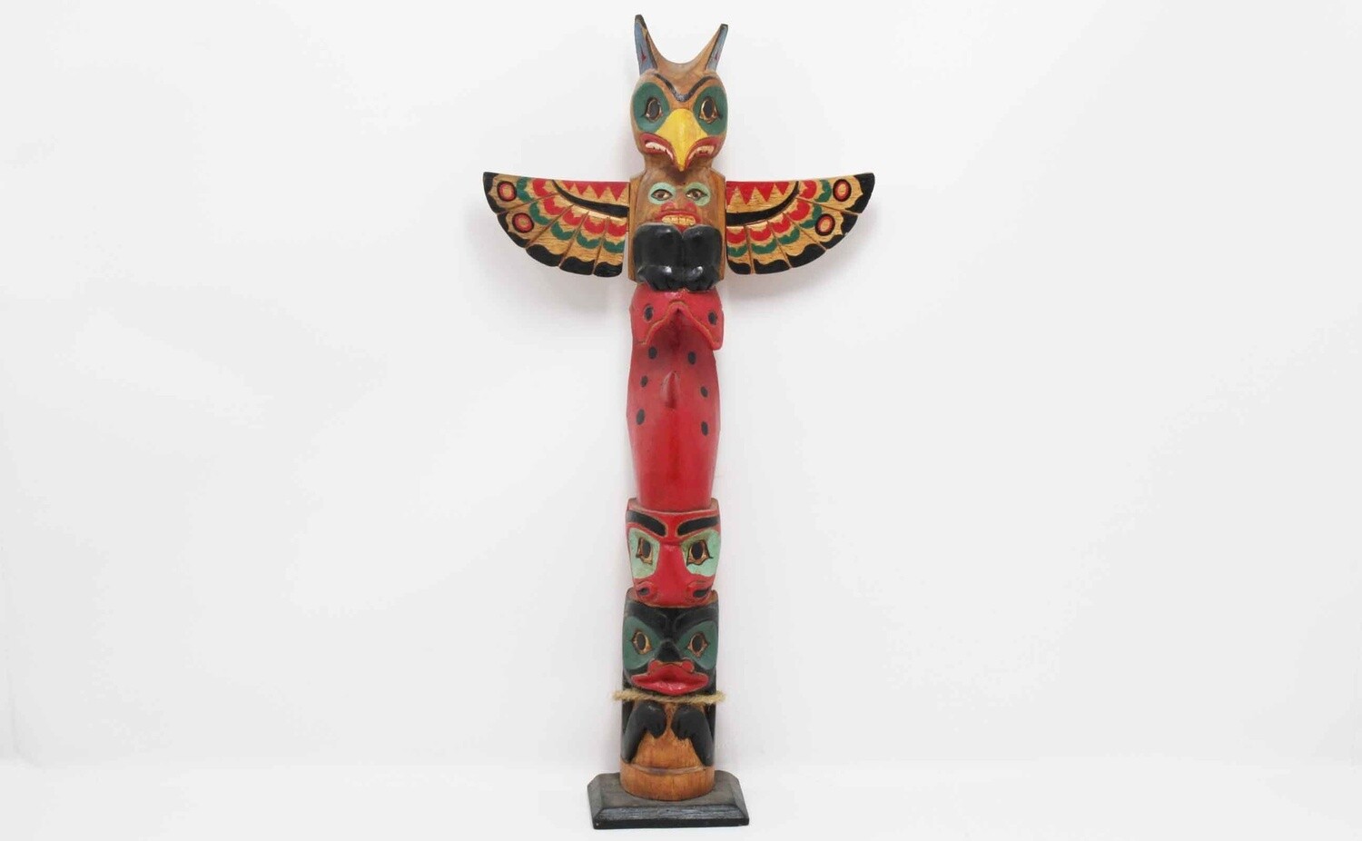 NORTHWEST INDIAN STYLE TOTEM POLE HAND CARVED AND PAINTED ALBESIA 1986