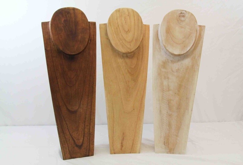 NECKLACE DISPLAY IN HAND CARVED SUAR HARDWOOD WHITE WASHED OR NATURAL OR DARK BROWN 19937
