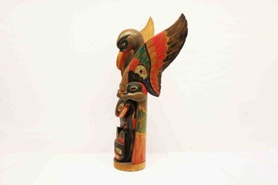 NORTHWEST INDIAN STYLE EAGLE TOTEM POLE WITH WINGS UP 1207