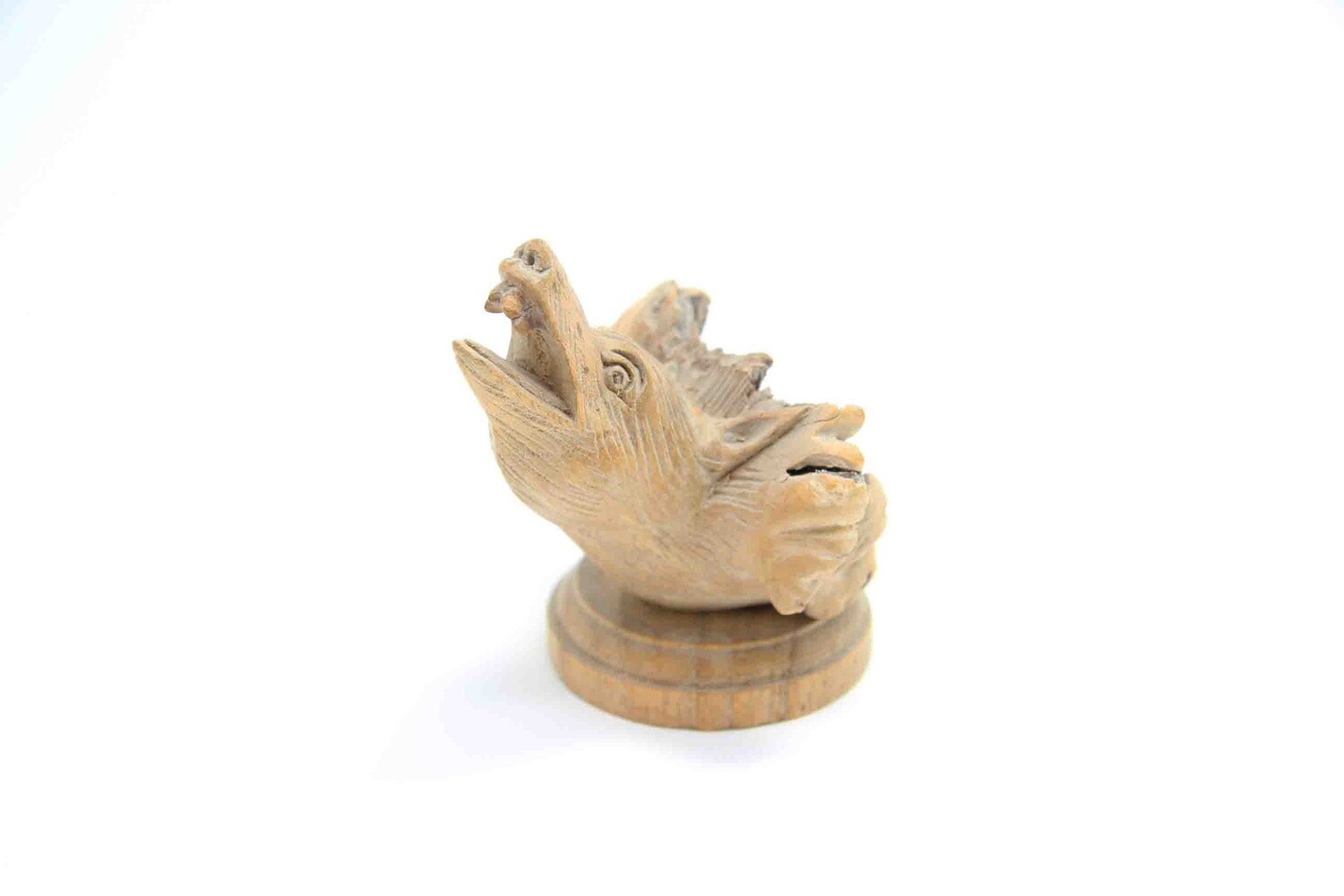 WOLF HEAD BUST STATUE HAND MADE FROM PARASITE WOOD 1865