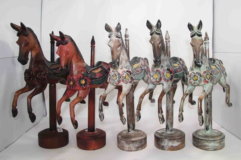 CAROUSEL HORSE STATUE ANTIQUE FINISH 28435