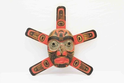 NORTHWEST INDIAN STYLE SUN MASK HAND CARVED AND PAINTED 20093
