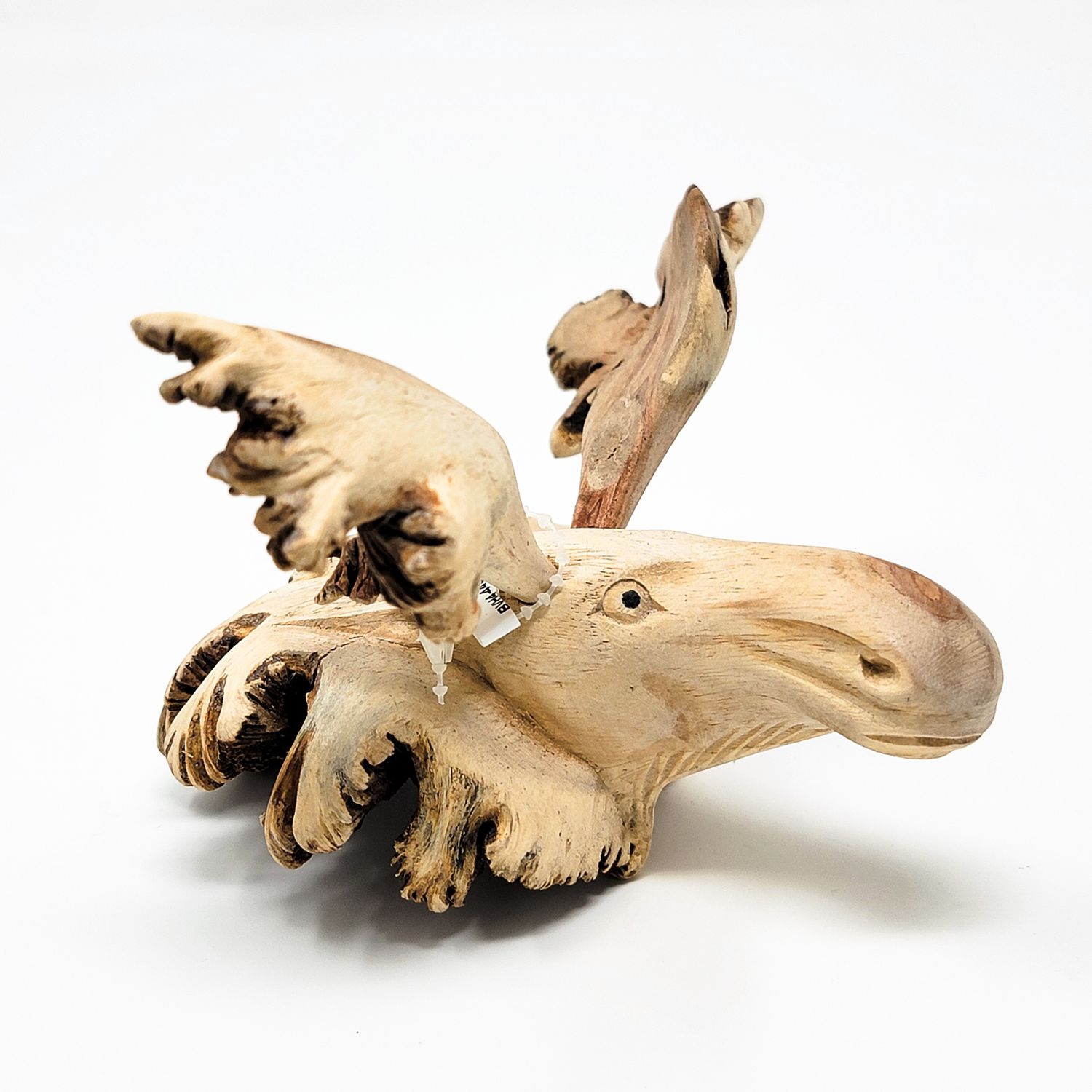 MOOSE HEAD STATUE HAND CARVED FROM PARASITE WOOD 1906