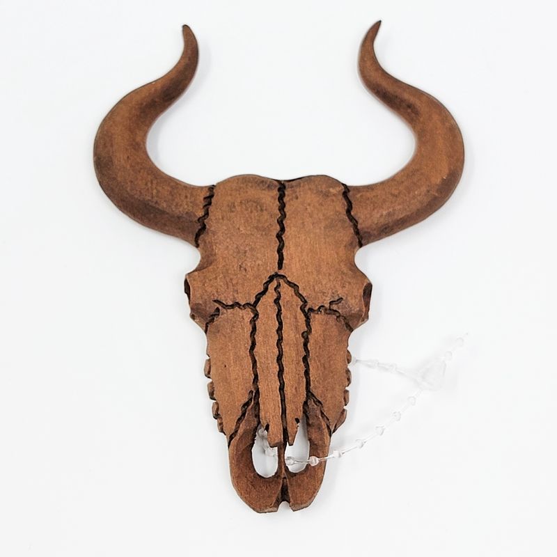 HAND CARVED SKULL IN HARDWOOD 1274