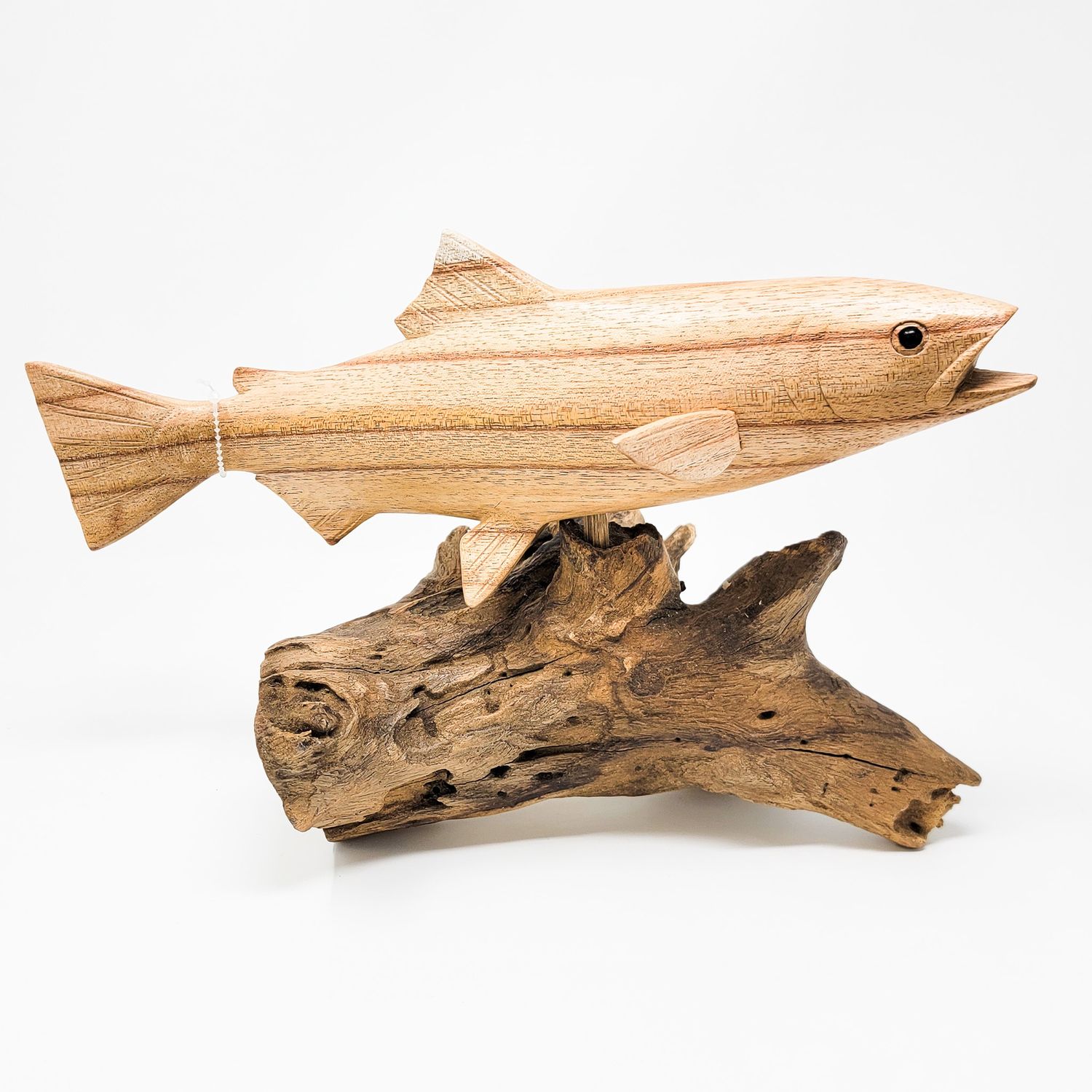 SALMON FISH STATUE ON TEAK 2113