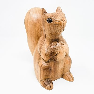 SQUIRREL STATUE HAND CARVED FROM SUAR HARDWOOD 2100