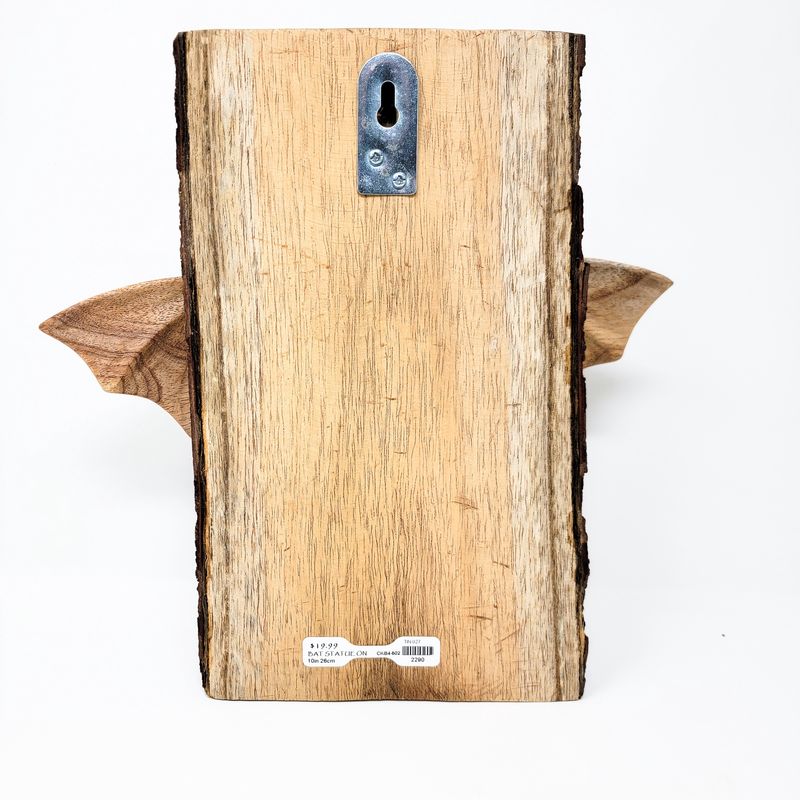 BAT STATUE ON LOG WINGS OUT 2290