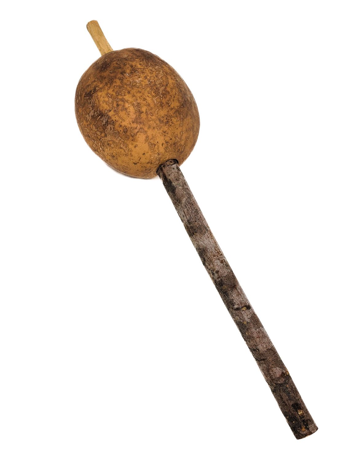 TARAHUMARA INDIAN GOURD RATTLE HAND MADE WITH PINE HANDLE 382