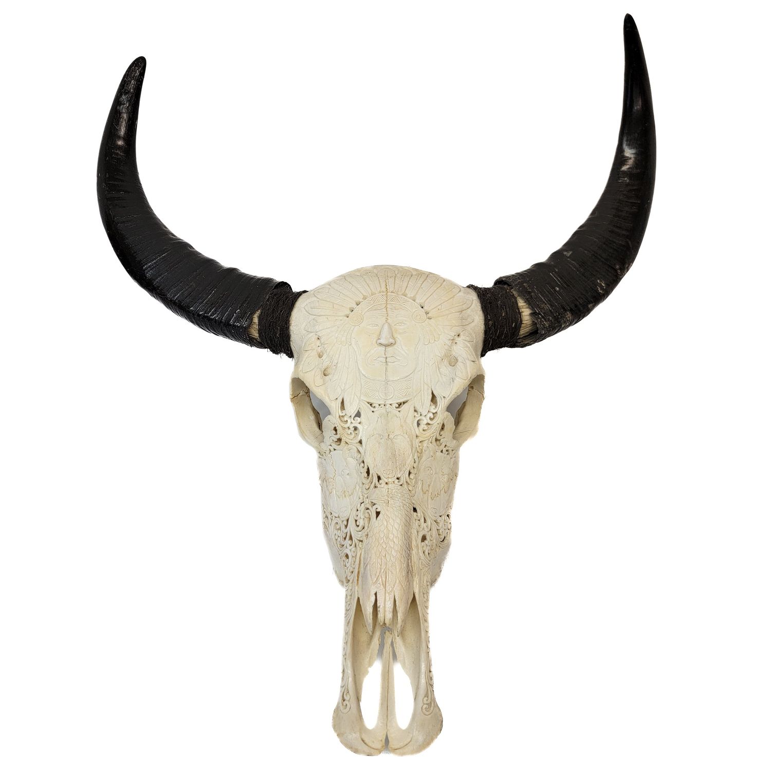 WATER BUFFALO CARVED 1275, Item #: 1275 INDIAN, Alternate Lookup: AXA91-543, Vendor Stock #: BKA 12 14 16 28-32in 70cm