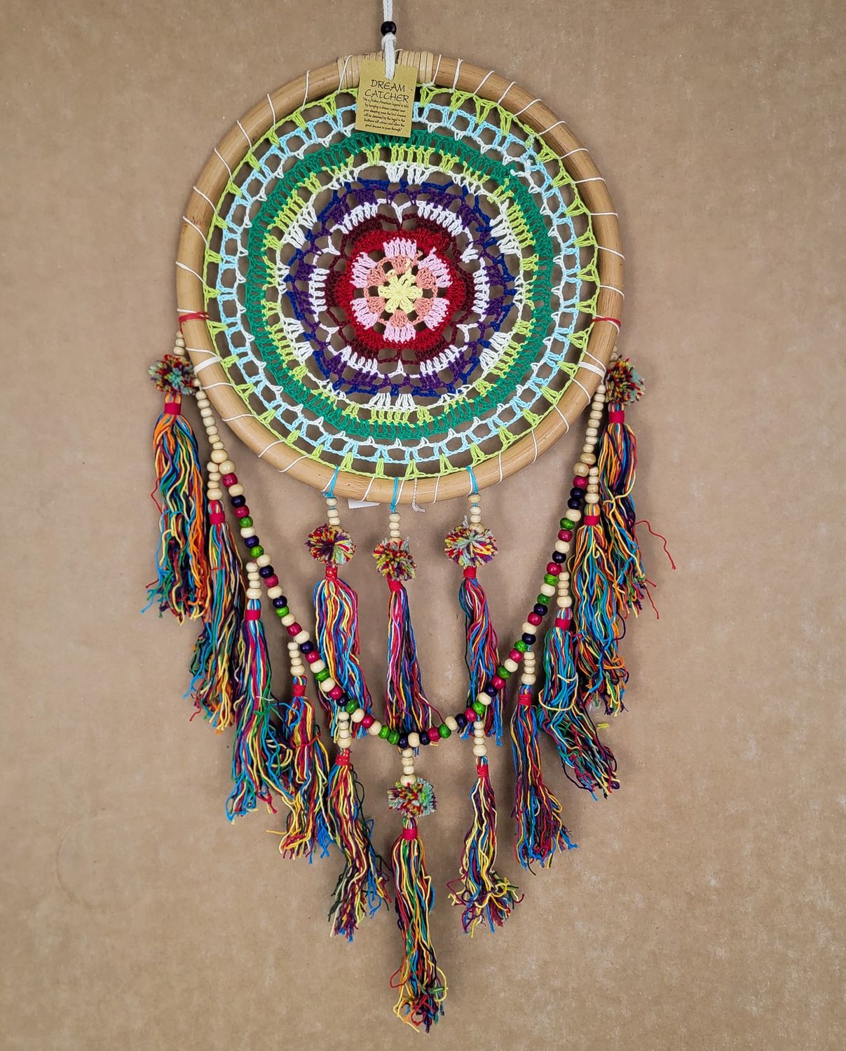 CROCHET FLOWER DREAM CATCHER 28799, Item #: 28799, Alternate Lookup: APSB9-803, Vendor Stock #: LSH 25 13in 32cm