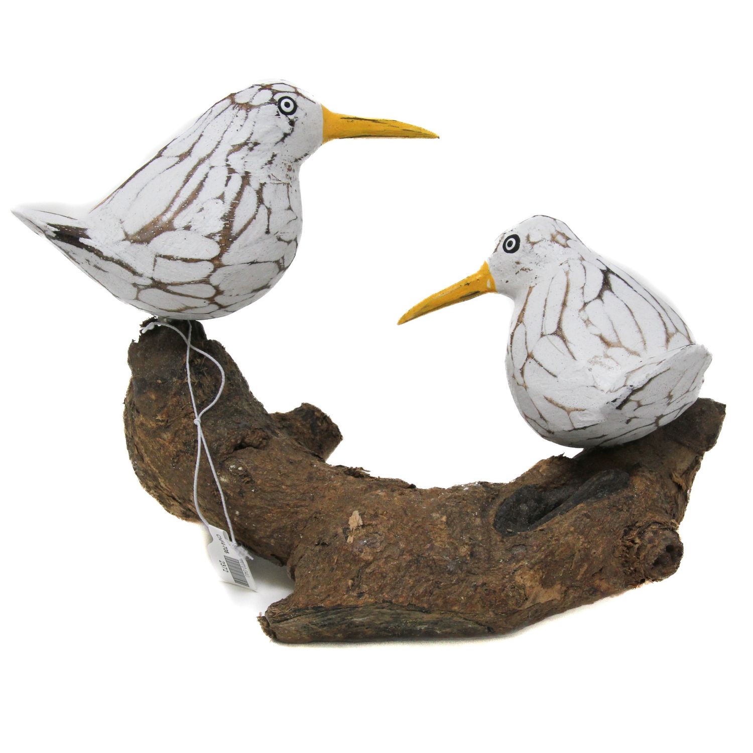 2 WHITE BALL BIRD HAND PAINTED STATUE 2372