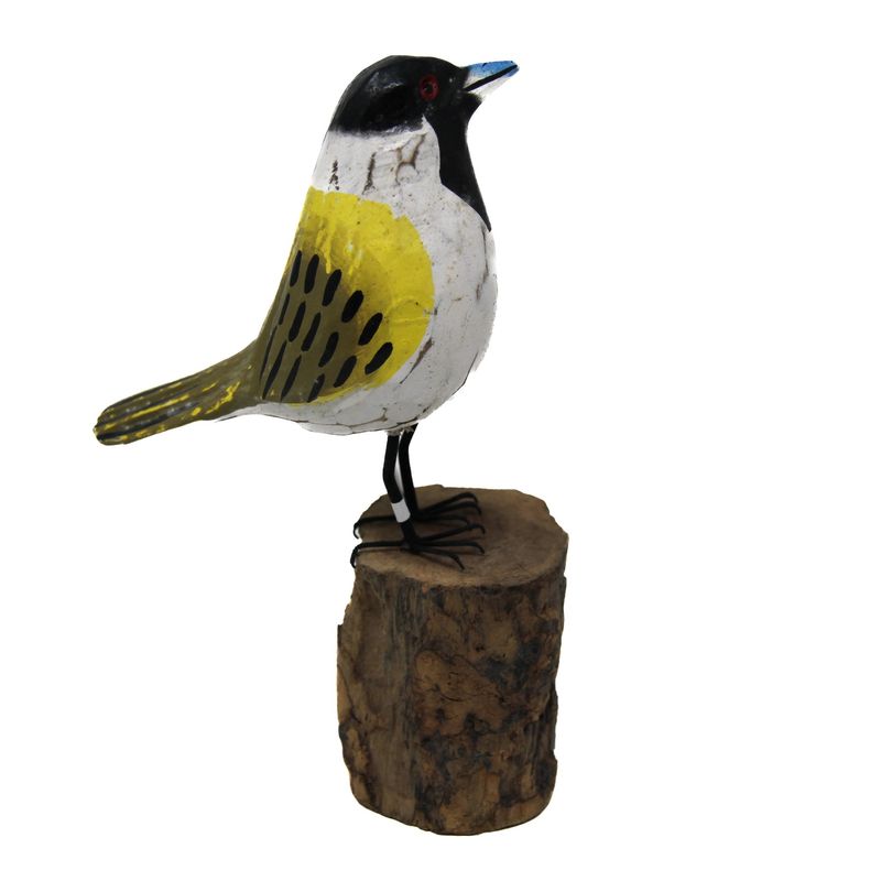 WHITE /BLACK HAND PAINTED BIRD STATUE 2370